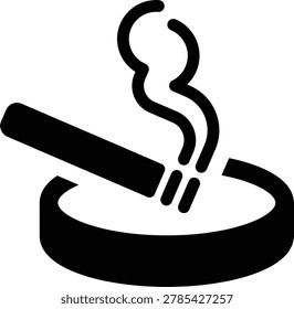 Cigarette icon representing smoking habit, tobacco product, nicotine symbol, unhealthy lifestyle, smoke stick, addiction warning, tobacco consumption sign and minimal vector design