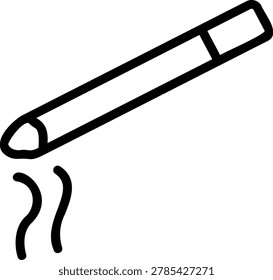 Cigarette icon representing smoking habit, tobacco product, nicotine symbol, unhealthy lifestyle, smoke stick, addiction warning, tobacco consumption sign and minimal vector design