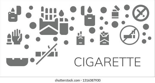 cigarette icon set. 11 filled cigarette icons.  Collection Of - Lighter, Cigarette, No weapons, Cigarettes, Ashtray, No smoking