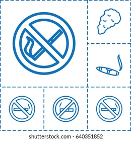 Cigarette icon. set of 6 cigarette outline icons such as no smoking, cigarette
