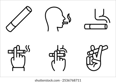 Cigarette icon set. Smoking symbol vector illustration on white background