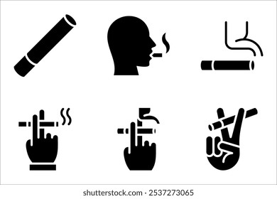 Cigarette icon set. Smoking symbol vector illustration on white background