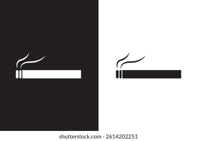 Cigarette icon. Smoke symbol. Smoking room sign. Smoker area or zone vector illustration. Nicotine addiction pictogram. Bad habit concept. Ashtray label. Cigarette simple flat line icon isolated.