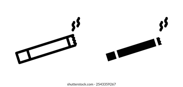 Cigarette icon symbol collection on white background.