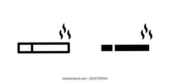 Cigarette icon symbol collection on white background.