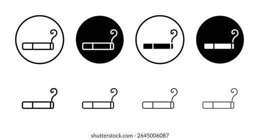 Ícone de cigarro Linha fina ilustração conjunto vetor