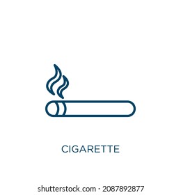 cigarette icon. Thin linear cigarette outline icon isolated on white background. Line vector cigarette sign, symbol for web and mobile