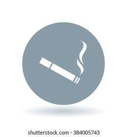 Cigarette icon. Tobacco sign. Smoking symbol. White icon on cool grey circle background. Vector illustration.