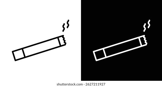 Ícone de cigarro em design de linha na moda