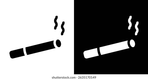 Ícone de cigarro Vetor em estilo plano. Silhuetas de coleção