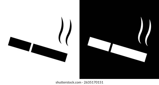 Ícone de cigarro Vetor em estilo plano. Silhuetas de coleção