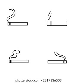 Cigarette icon vector set. Smoke illustration sign collection. Cigarette smoke symbol or logo.