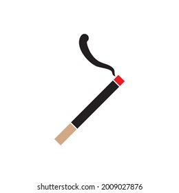 cigarette icon vector with smoke billowing in the air