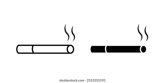 Cigarette icons in black filled and outlined style