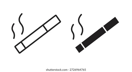 Ícones de cigarro em linhas finas, linhas finas, contorno e traçados