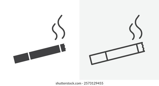 Cigarette icons. flat and line style set