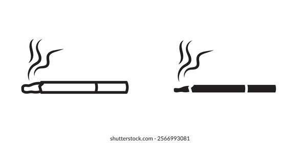 Cigarette icons in outline and fill. vector illustration for ui.