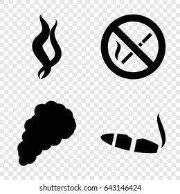 Cigarette icons set. set of 4 cigarette filled icons such as cigarette, smoke