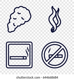 Cigarette icons set. set of 4 cigarette outline icons such as smoking area, smoke