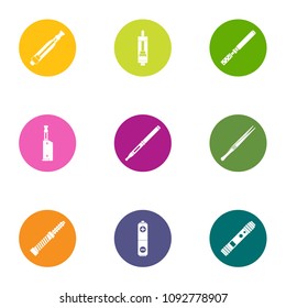 Cigarette icons set. Flat set of 9 cigarette vector icons for web isolated on white background