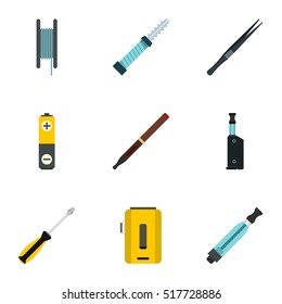 Cigarette icons set. Flat illustration of 9 cigarette vector icons for web