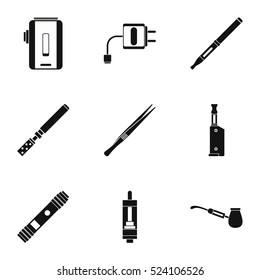 Cigarette icons set. Simple illustration of 9 cigarette vector icons for web