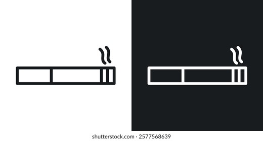 Cigarette icons in thin black and white stroke liner style