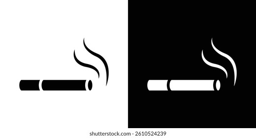 Cigarette icons vector set in solid flat style