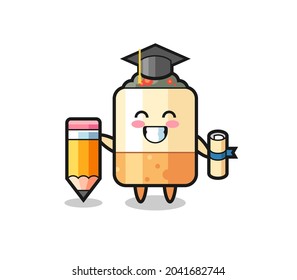 cigarette illustration cartoon is graduation with a giant pencil , cute design