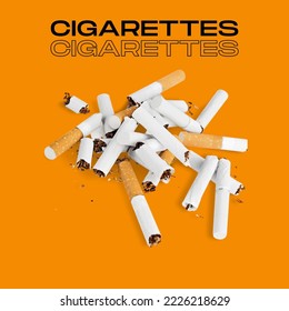 cigarette illustration poster on yellow background