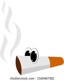 Cigarette, illustration, vector on white background.
