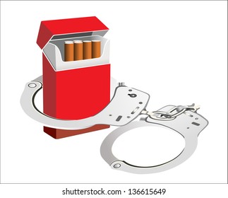 Cigarette isolated on white background . Smoking manacles dependency