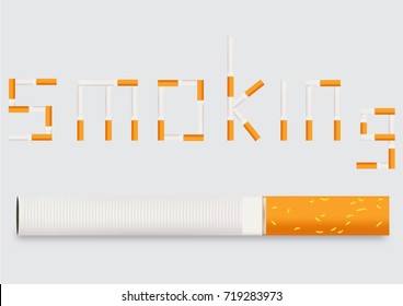 The cigarette isolated on a white background. Vector illustration.
