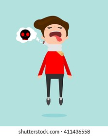 Cigarette kills man on blue Background, cartoon vector illustration, World No Tobacco Day, No smoking, Concept Stop Smoking 