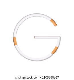 Cigarette letter on white background