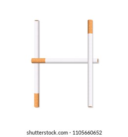 Cigarette letter on white background