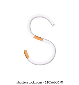 Cigarette letter on white background