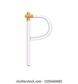 Cigarette letter on white background