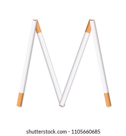 Cigarette letter on white background