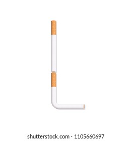 Cigarette letter on white background