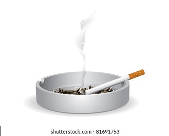 Cigarette lighted is on the ashtray