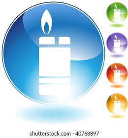 Icono de cristal del encendedor de cigarrillos aislado en un fondo blanco.
