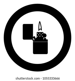 Cigarette lighter icon black color in circle