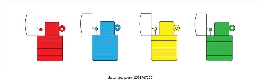 cigarette lighter icon Black line vector, eps 10, isolated on white background.