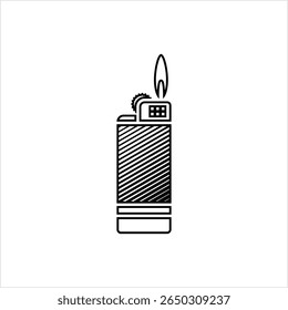 Ícone de isqueiro de cigarro, ilustração de arte vetorial de isqueiro a gás
