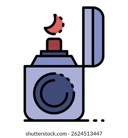 Cigarette lighter icon. Outline cigarette lighter vector icon color flat isolated