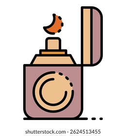 Cigarette lighter icon. Outline cigarette lighter vector icon color flat isolated
