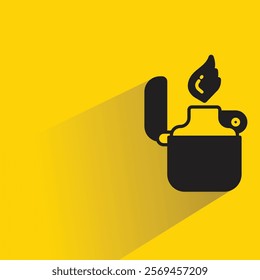 cigarette lighter icon with shadow on yellow background