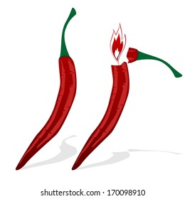 Cigarette Lighter made ??in the form of cayenne pepper. Illustration on white background.