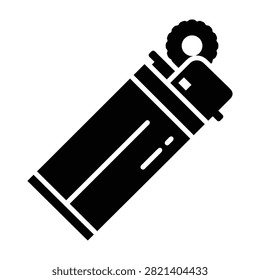 Cigarette lighter side view icon with isolated firestarter accessory equipment silhouette